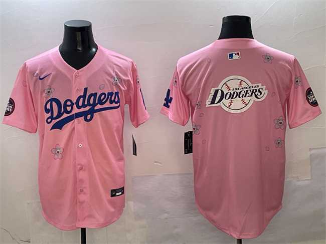 Mens Los Angeles Dodgers Team Big Logo Pink 2025 Tokyo Series Limited Stitched Jersey